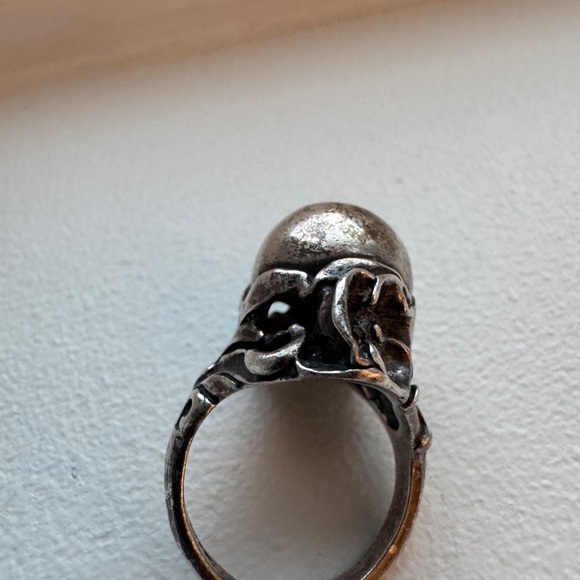 Antique Sterling Silver Art Nouveau Floral Perfume‎ Ring – Size 6.75 - Picture 8 of 12